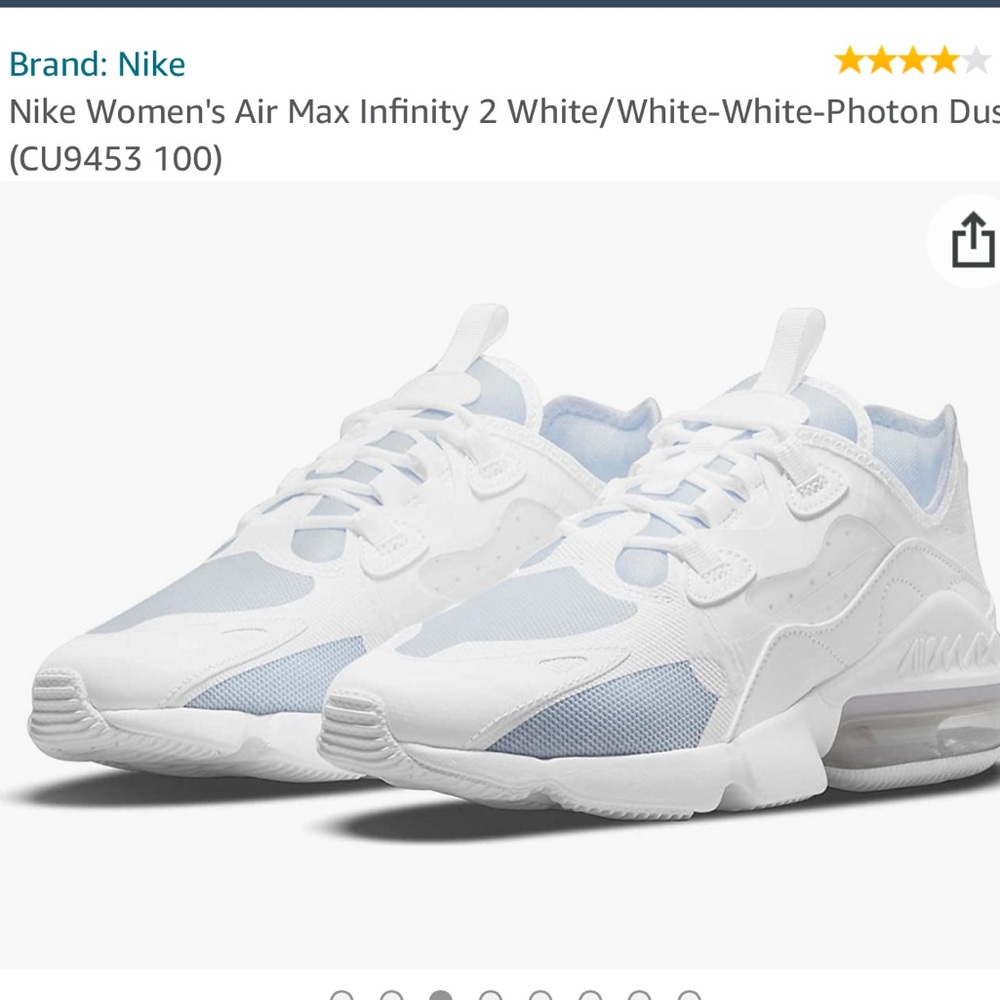 Women's Nike Air Max Infinity 2 in Photon Dust (White on White) size 9